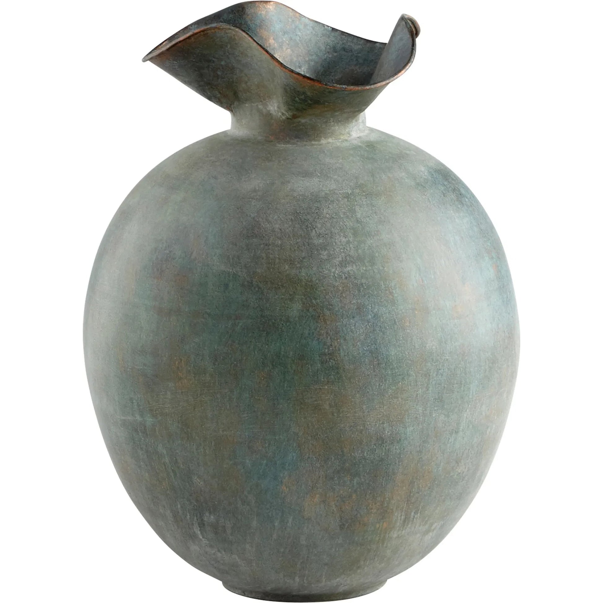 Pluto Vase by Cyan Design in gold patina. Made from iron in a rustic style.