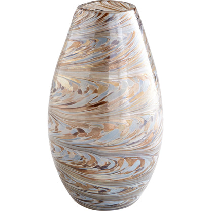 Caravelas Vase by Cyan Design in metallic sand swirl. Made from glass in a modern style.