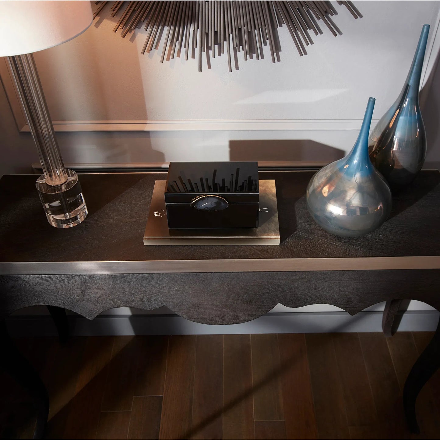 022 S-254465 | Lifestyle | Ariel Vase by Cyan Design in iridescent sunset. Made from glass in a modern style.