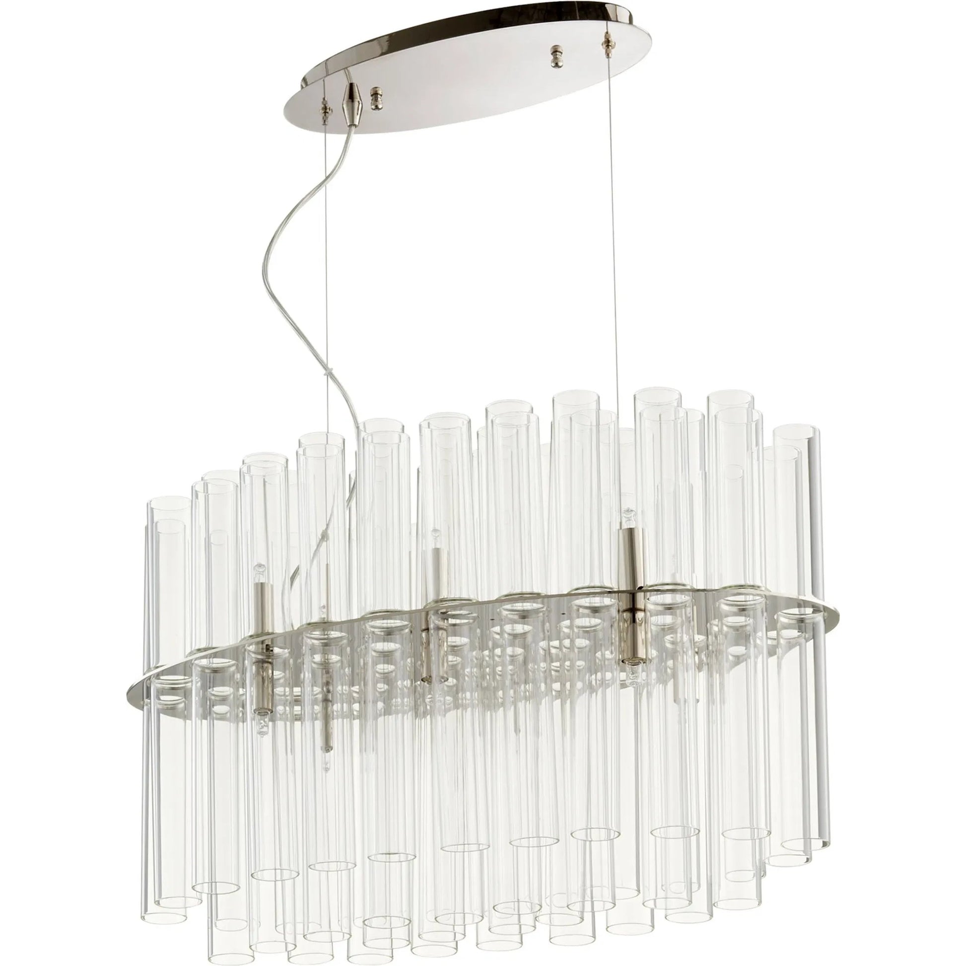 Beaker Pendant by Cyan Design in polished nickel. Made from iron, clear glass in a modern style.