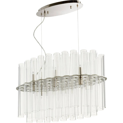 Beaker Pendant by Cyan Design in polished nickel. Made from iron, clear glass in a modern style.