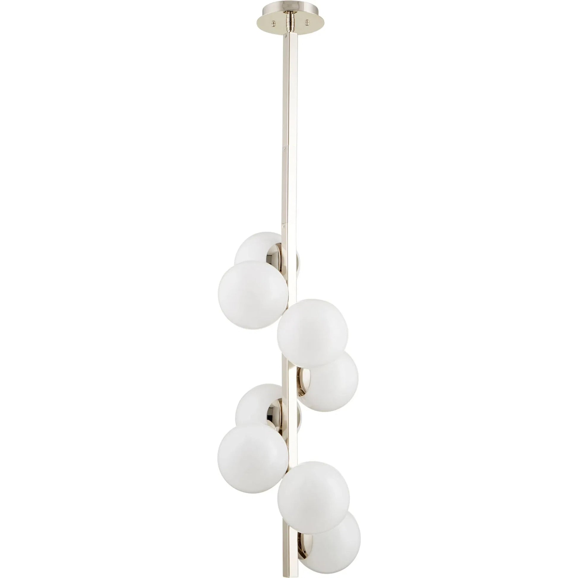 Atom Pendant by Cyan Design in polished nickel. Made from iron, white opal glass in a modern style.