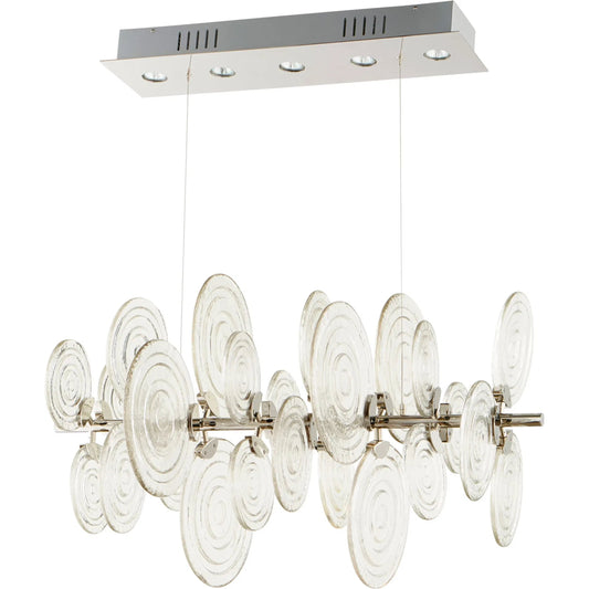 Discus Billiard Light by Cyan Design in polished nickel. Made from iron, clear glass in a modern style.