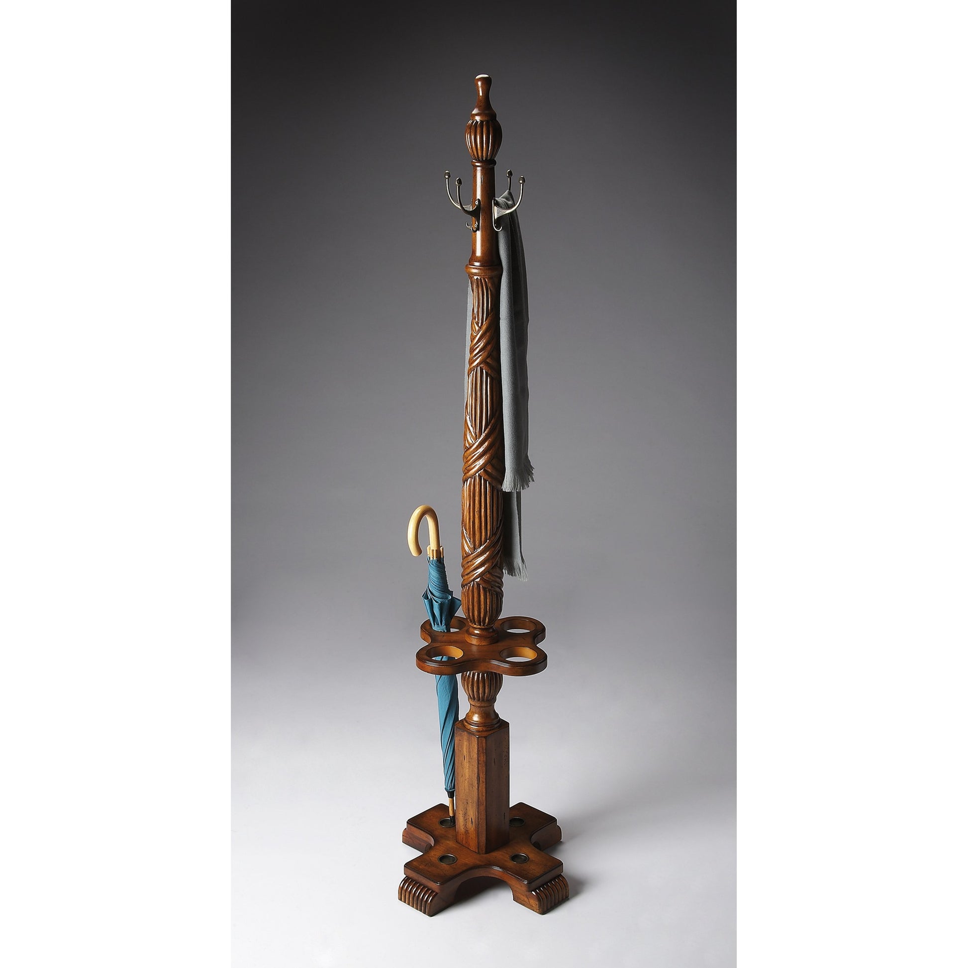 Haywood Costume by Butler Specialty Company in gray and driftwood. Made from rubberwood solids, antique brass hardware in a traditional style.
