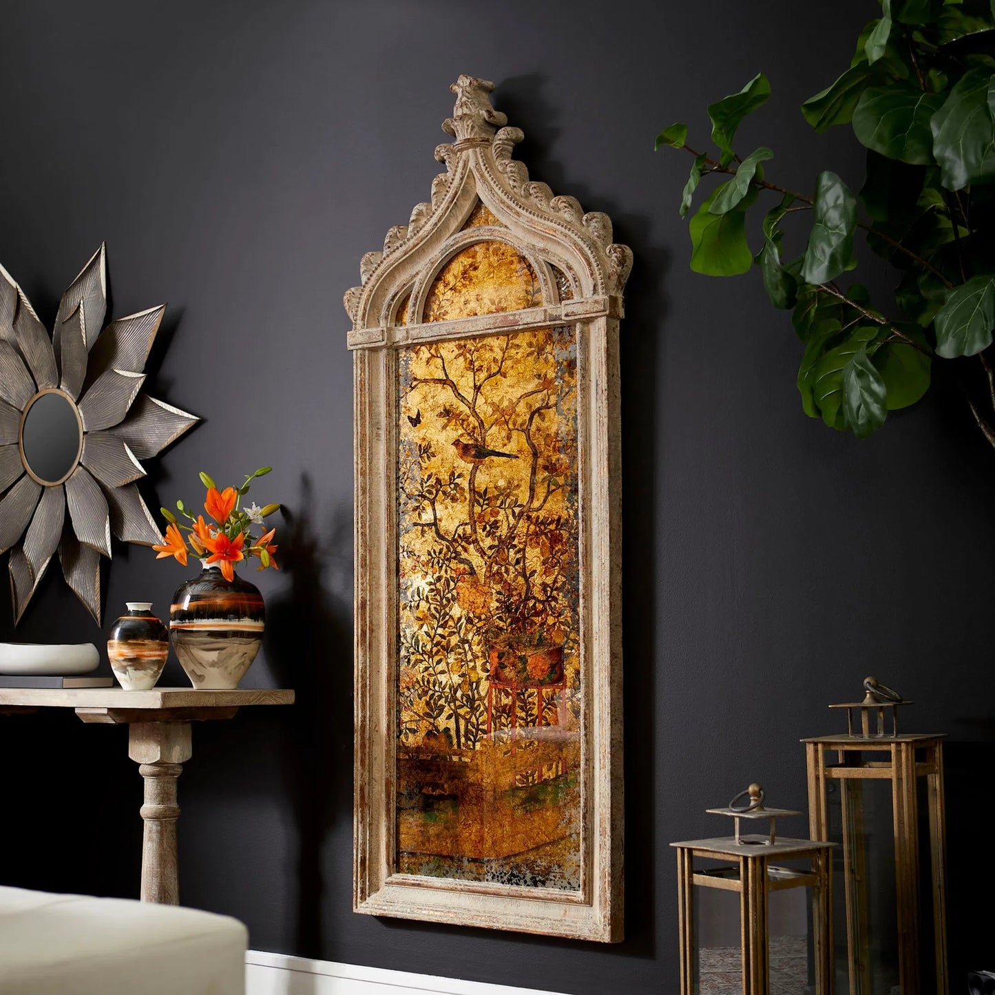 002 S-256279 | Lifestyle | Louvre Wall Art by Cyan Design in rustic gold. Made from polyfoam, mirrored glass in a eclectic & global style.