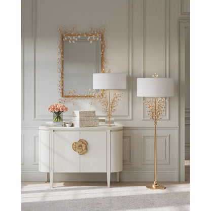 Forget-Me-Not Floor Lamp by Currey and Company. Made from crystal, metal in a modern style.
