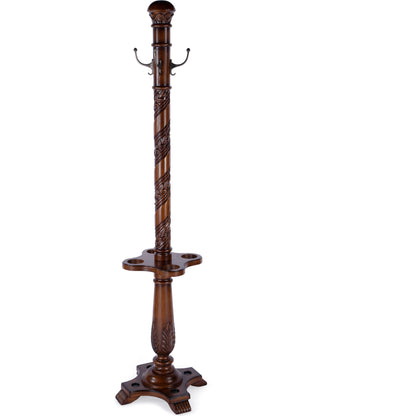 Laird Costumer by Butler Specialty Company. Made from rubberwood solids, antique brass plated hooks in a traditional style.