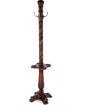 Laird Costumer by Butler Specialty Company. Made from rubberwood solids, antique brass plated hooks in a traditional style.