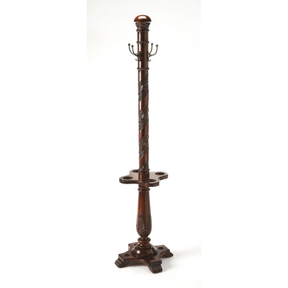Laird Costumer by Butler Specialty Company. Made from rubberwood solids, antique brass plated hooks in a traditional style.