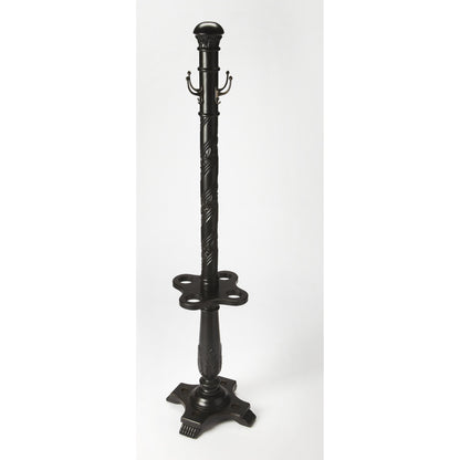 Laird Costumer by Butler Specialty Company. Made from rubberwood solids, antique brass plated hooks in a traditional style.