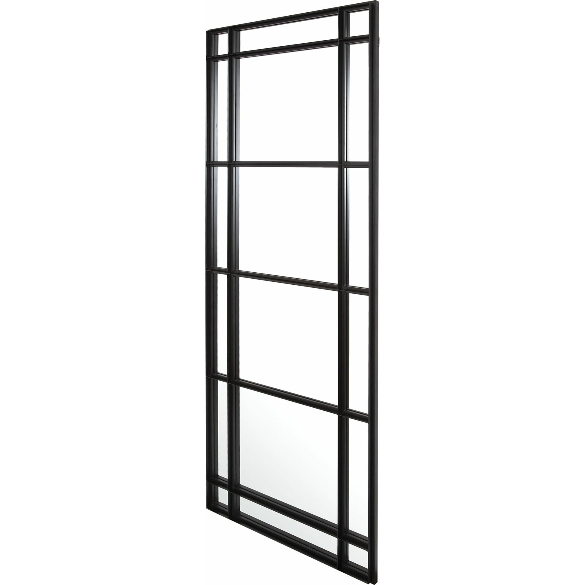 Atticus Mirror by Uttermost in satin black. Made from iron, mdf, glass in a traditional style.