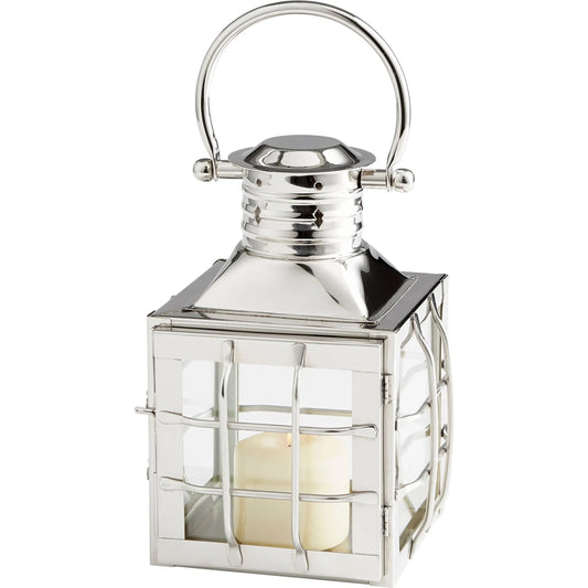 Remington Candleholder by Cyan Design in nickel. Made from stainless steel, glass in a traditional style.