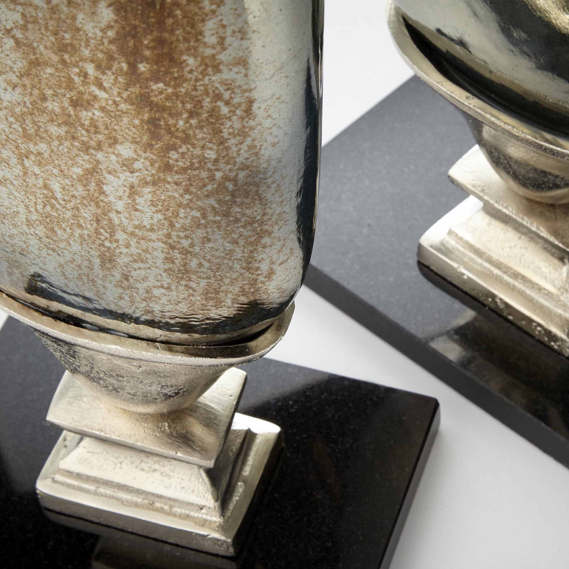 Chalice Vase by Cyan Design in nickel, verdi platinum glass. Made from aluminum, glass, marble in a traditional style.