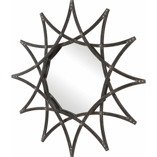 Solaris Mirror by Uttermost in aged charcoal. Made from iron, mirror, mdf in a modern style.