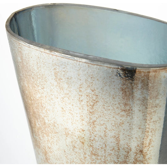 Chalice Vase by Cyan Design in nickel, verdi platinum glass. Made from aluminum, glass, marble in a traditional style.
