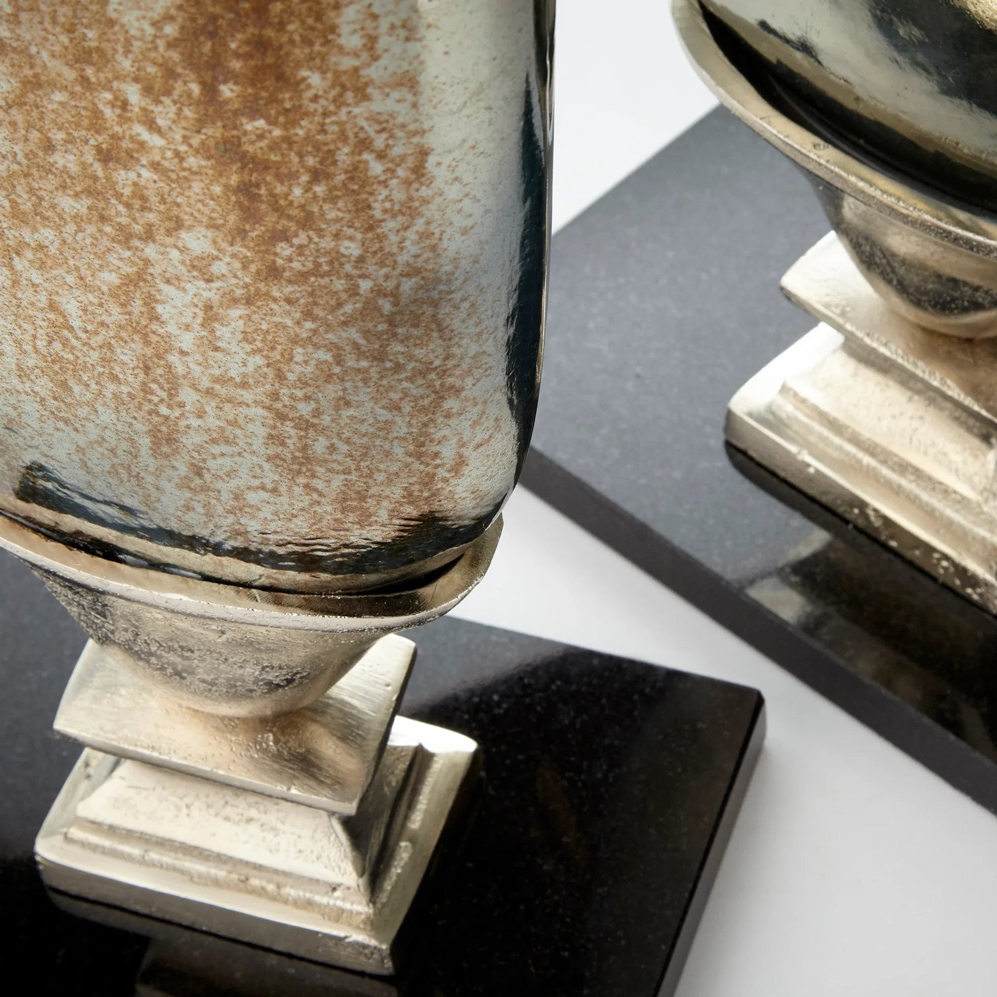 Chalice Vase by Cyan Design in nickel, verdi platinum glass. Made from aluminum, glass, marble in a traditional style.