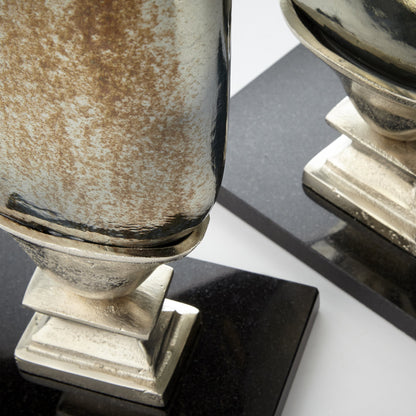 Chalice Vase by Cyan Design in nickel, verdi platinum glass. Made from aluminum, glass, marble in a traditional style.