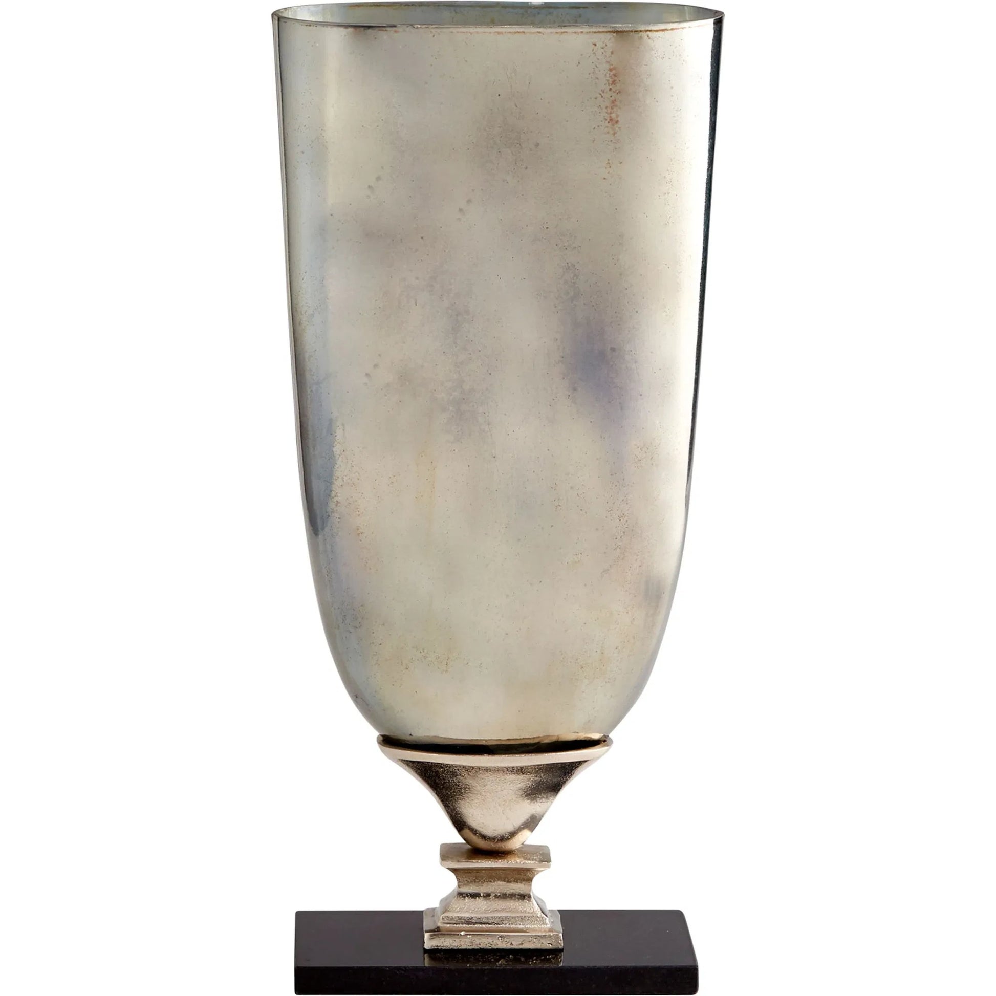 Chalice Vase by Cyan Design in nickel, verdi platinum glass. Made from aluminum, glass, marble in a traditional style.
