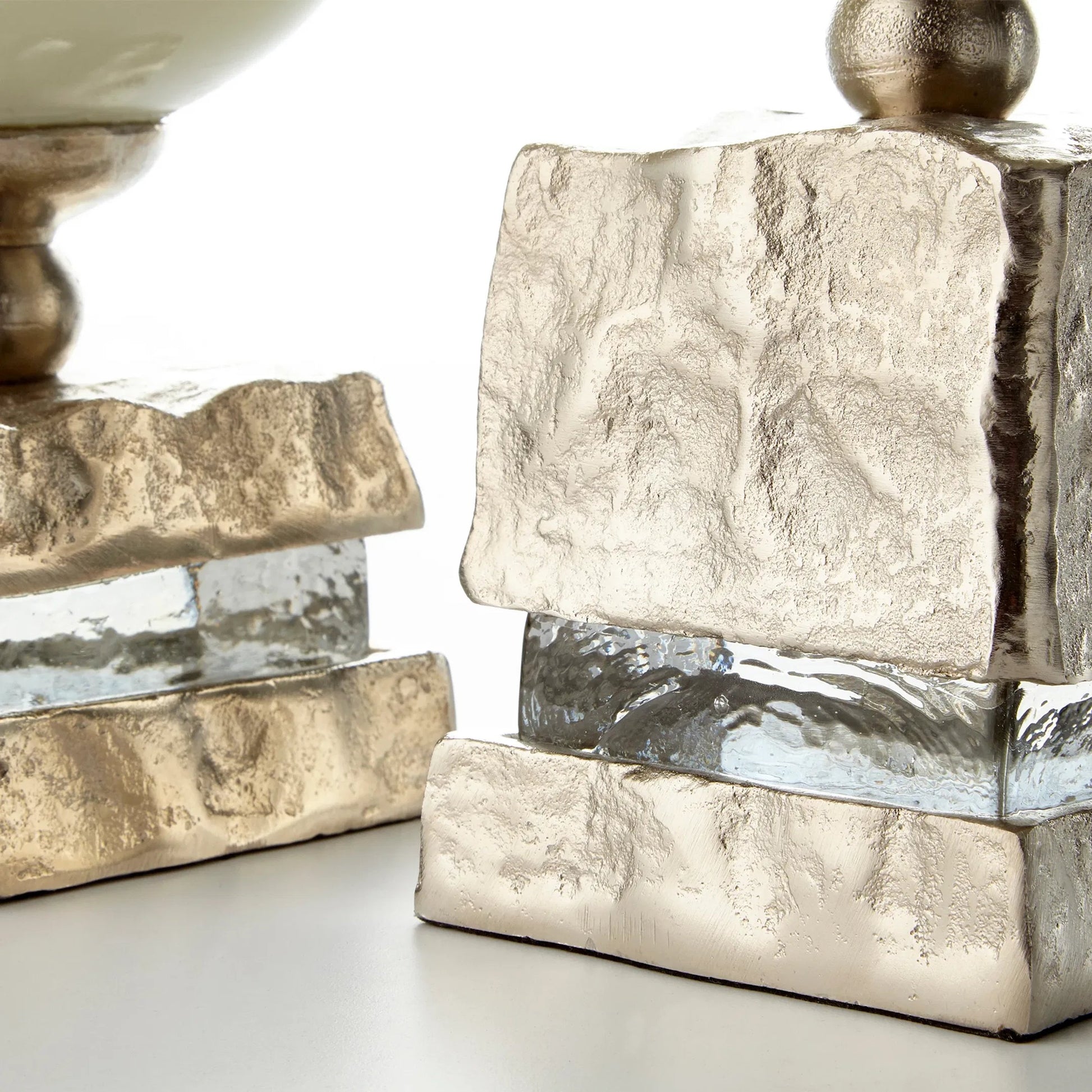 Isadora Vase by Cyan Design in nickel, snow white glass. Made from aluminum, glass in a transitional style.