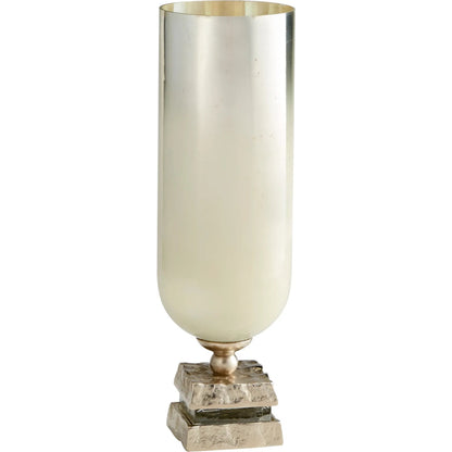 Isadora Vase by Cyan Design in nickel, snow white glass. Made from aluminum, glass in a transitional style.