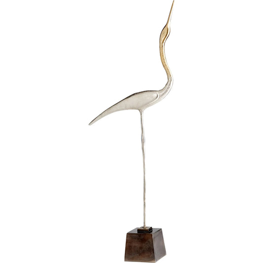 Shorebird Sculpture #1 by Cyan Design in nickel. Made from aluminum in a coastal style.