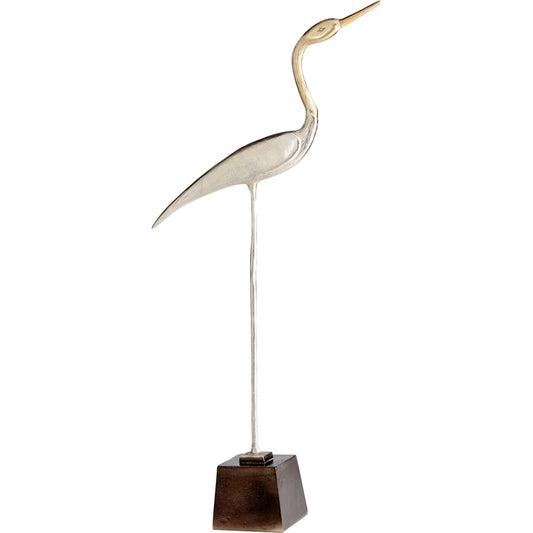 Shorebird Sculpture #2 by Cyan Design in nickel. Made from aluminum in a coastal style.