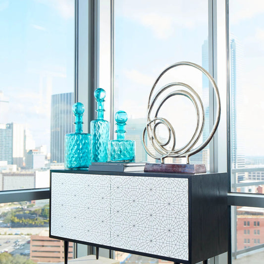 Lipsice Sculpture by Cyan Design in nickel, black. Made from aluminum in a modern style.