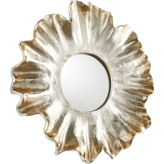 Akoya Mirror by Cyan Design in nickel. Made from aluminum, mirrored glass in a coastal style.
