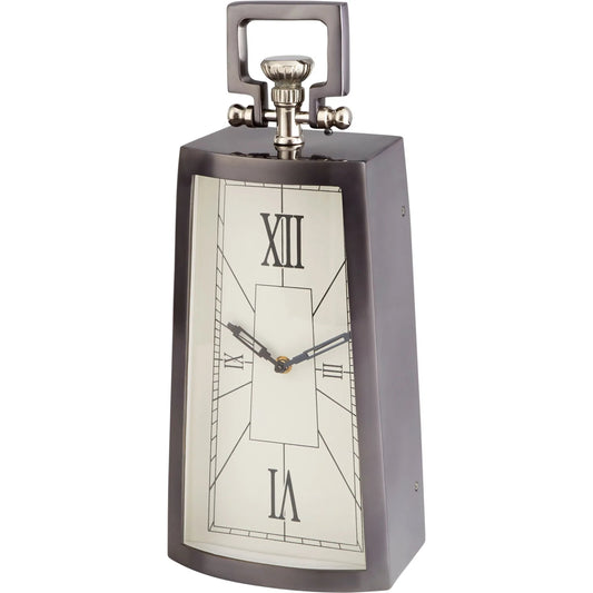 Doc Clock by Cyan Design in black nickel. Made from wood, iron, aluminum in a traditional style.