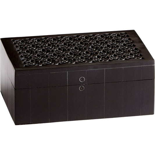 Magnolia Container #1 by Cyan Design in black. Made from resin, wood in a traditional style.