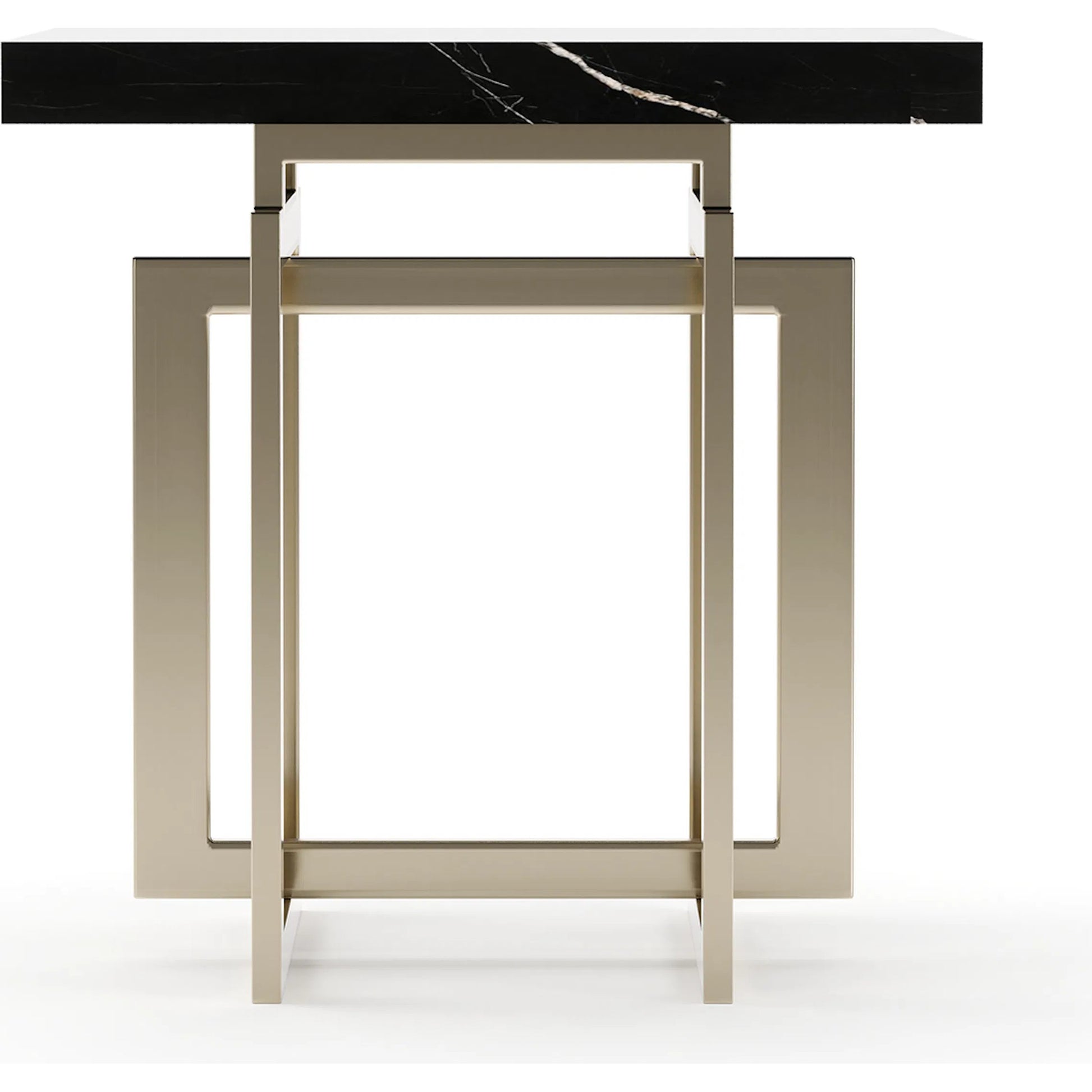 Wish You Were Here Square Side Table by Caracole in black marble, gold and whisper of gold. Made from marble in a modern style.