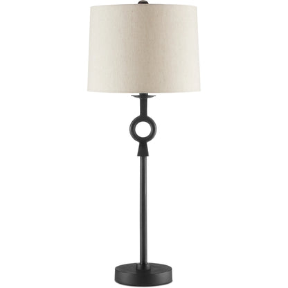 Germaine Table Lamp by Currey and Company in antique brass. Made from aluminum in a transitional style.