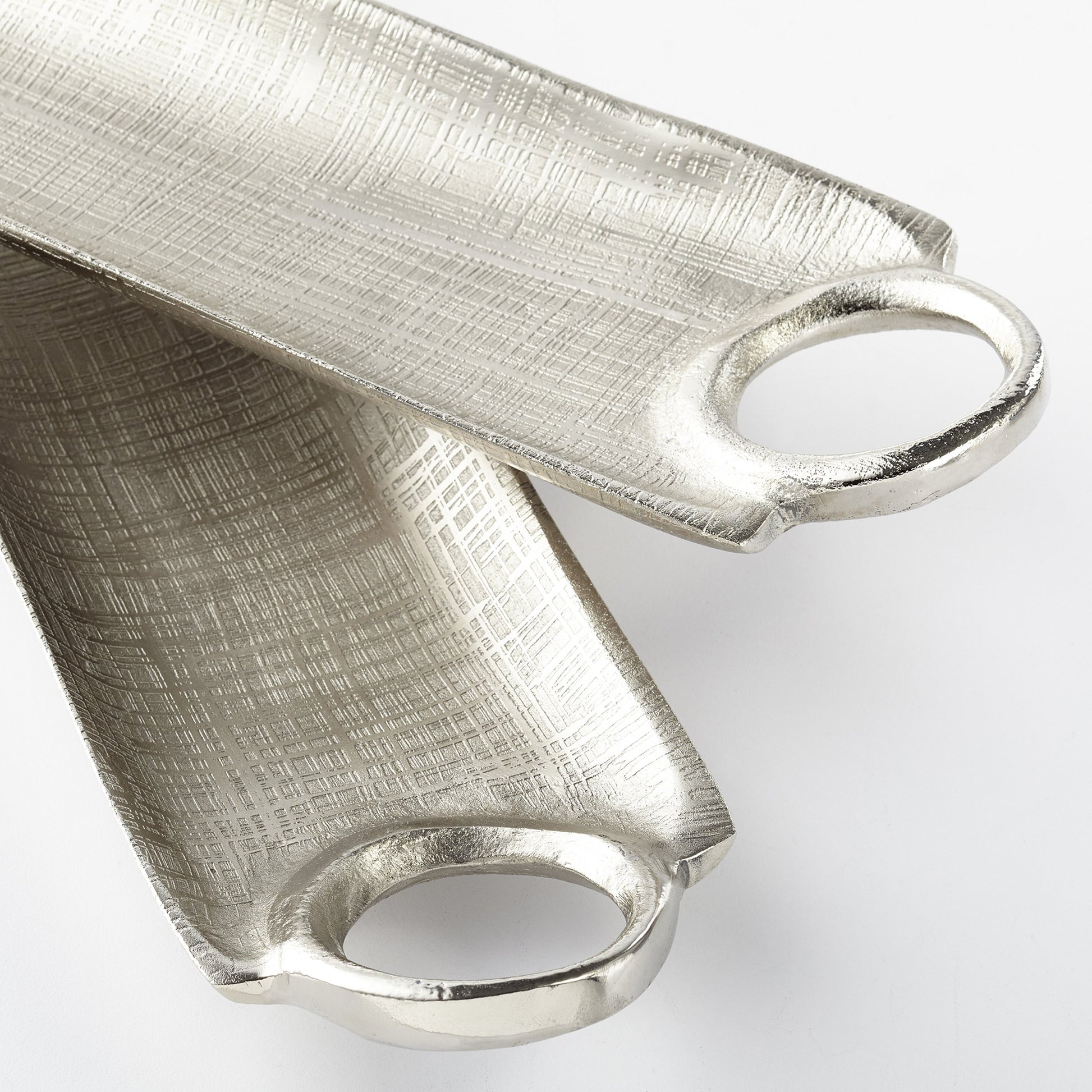 Katerina Tray by Cyan Design in textured nickel. Made from aluminum in a transitional style.