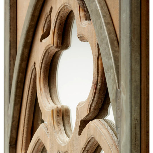 Carlita Mirror by Cyan Design in galvanized metal, natural wood. Made from iron, wood, mirror in a traditional style.