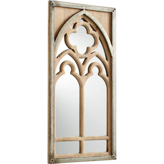 Carlita Mirror by Cyan Design in galvanized metal, natural wood. Made from iron, wood, mirror in a traditional style.