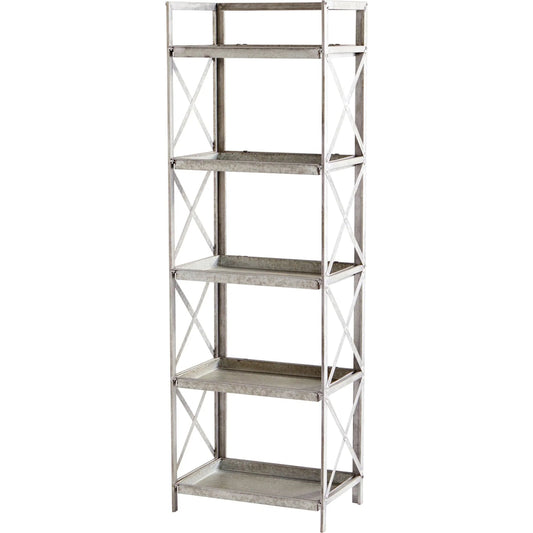 Torrance Etagere by Cyan Design in galvanized. Made from galvanized metal in a transitional style.