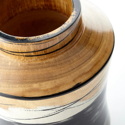 Snow Flake Vase by Cyan Design in black, white, walnut. Made from wood in a eclectic & global style.