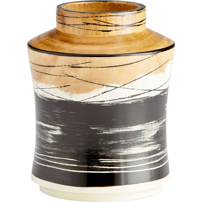 Snow Flake Vase by Cyan Design in black, white, walnut. Made from wood in a eclectic & global style.