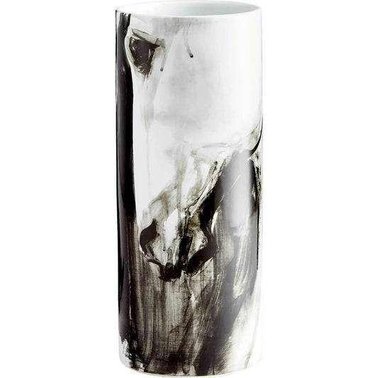 Stallion Vase by Cyan Design in black, white. Made from ceramic in a rustic style.
