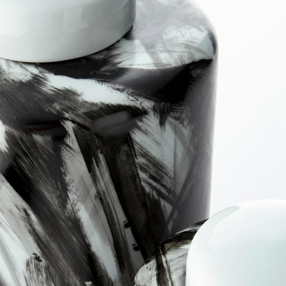 Pollock Container by Cyan Design in black, white. Made from ceramic in a modern style.