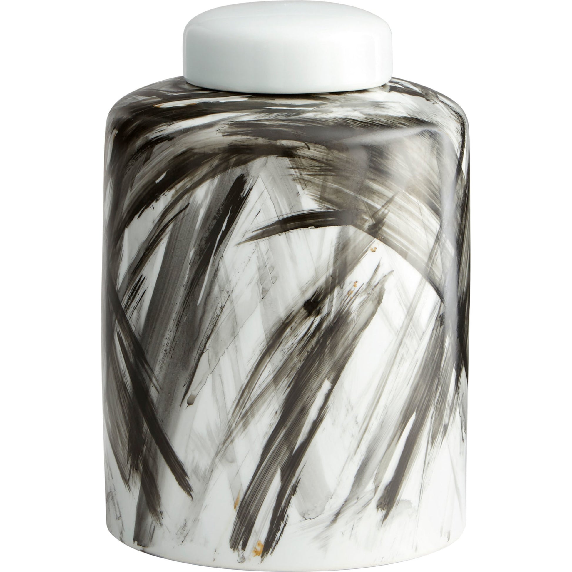 Pollock Container by Cyan Design in black, white. Made from ceramic in a modern style.