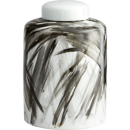 Pollock Container by Cyan Design in black, white. Made from ceramic in a modern style.