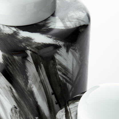 Pollock Container by Cyan Design in black, white. Made from ceramic in a modern style.