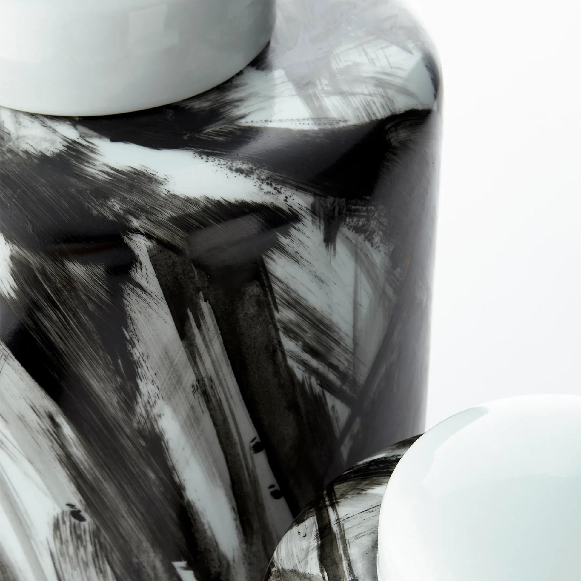 Pollock Container by Cyan Design in black, white. Made from ceramic in a modern style.