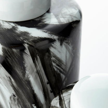 Pollock Container by Cyan Design in black, white. Made from ceramic in a modern style.