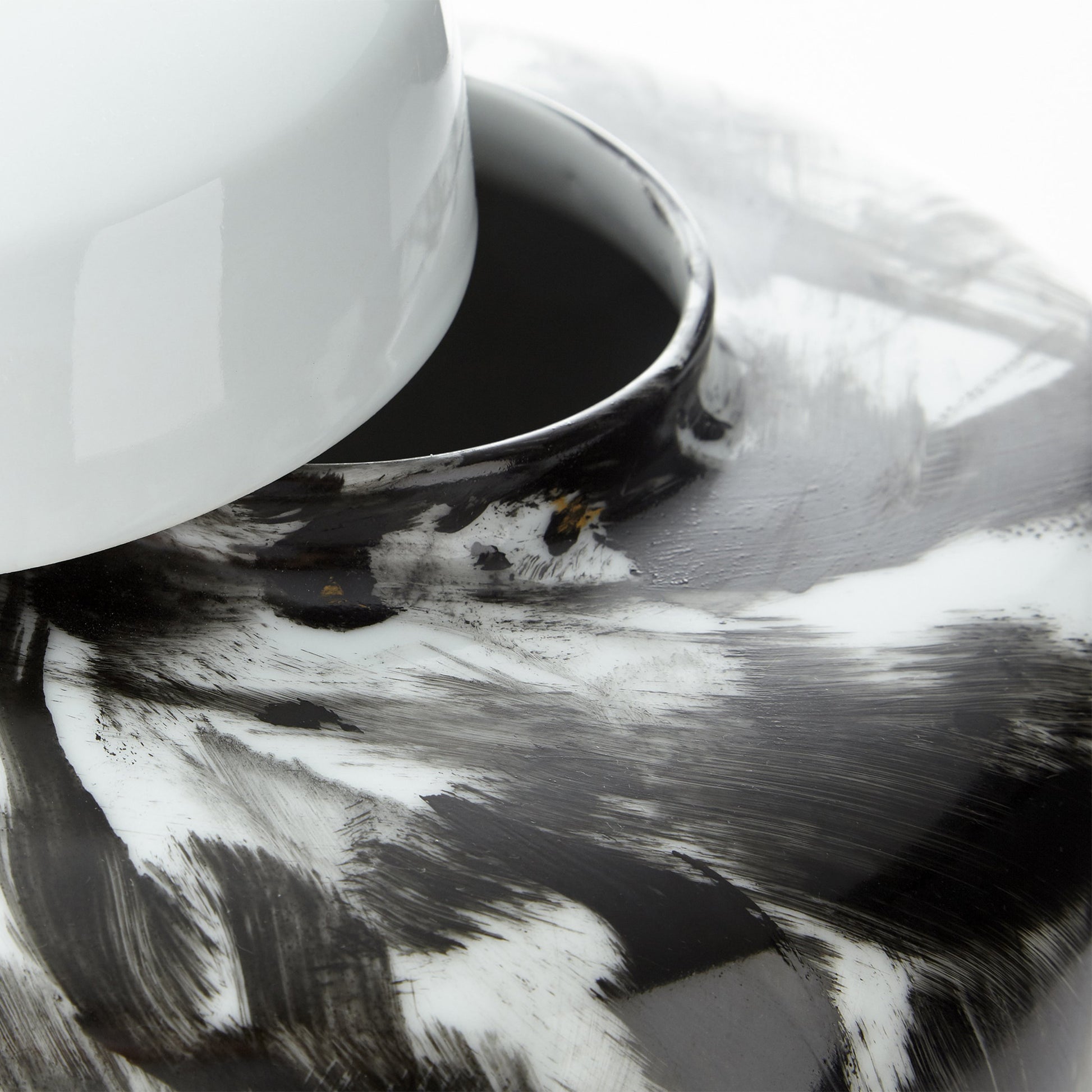 Pollock Container by Cyan Design in black, white. Made from ceramic in a modern style.