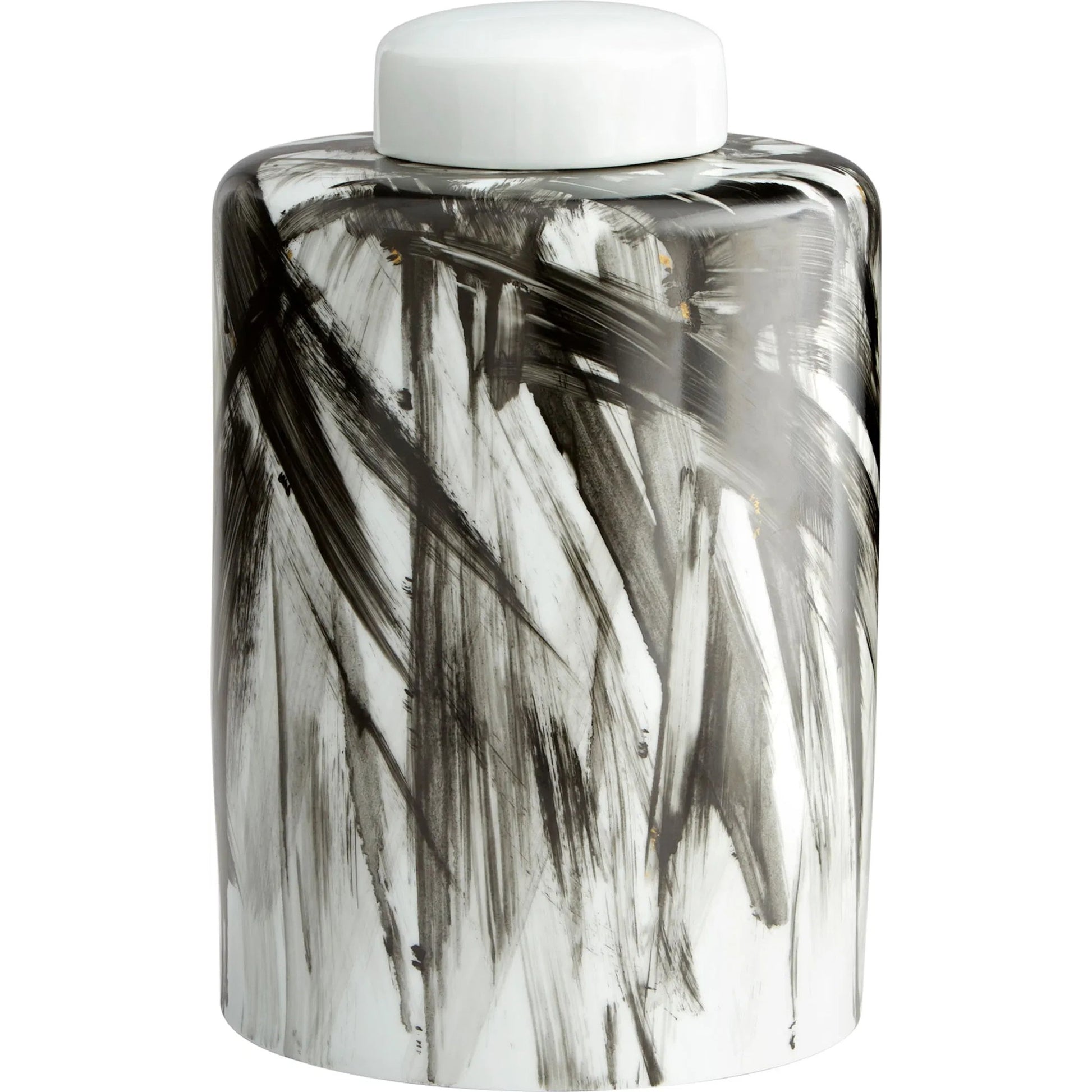 Pollock Container by Cyan Design in black, white. Made from ceramic in a modern style.