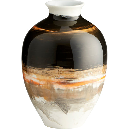 Indian Paint Brush Vase #1 by Cyan Design in black, white, gold. Made from ceramic in a modern style.