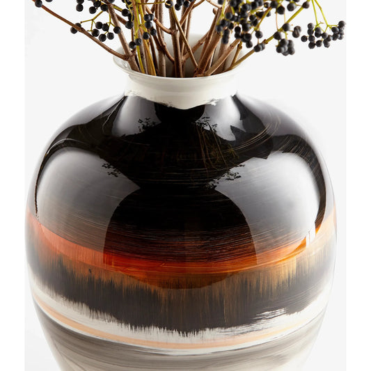 Indian Paint Brush Vase #2 by Cyan Design in black, white, gold. Made from ceramic in a modern style.