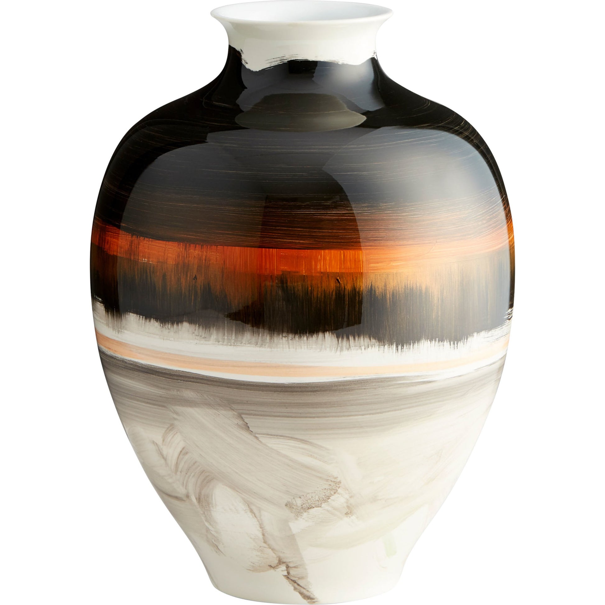 Indian Paint Brush Vase #2 by Cyan Design in black, white, gold. Made from ceramic in a modern style.